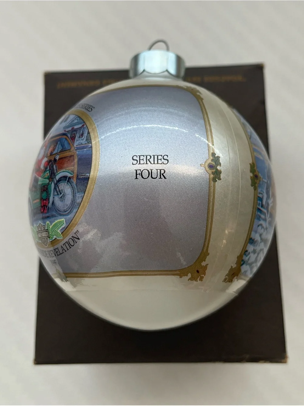 HARLEY DAVIDSON Roadside Revelation Glass Ball Christmas Ornament VINTAGE